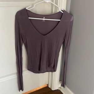 Purple v neck long sleeve